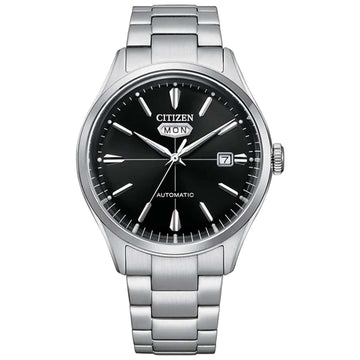 Αυτόματο ρολόι Citizen Gents C7 NH8391-51EE με ασημί ατσάλινο μπρασελέ και μαύρο καντράν 40mm με ένδειξη ημέρας-ημερομηνίας.